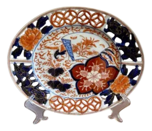 Antique Japanese Oval Imari Plate, 1900s