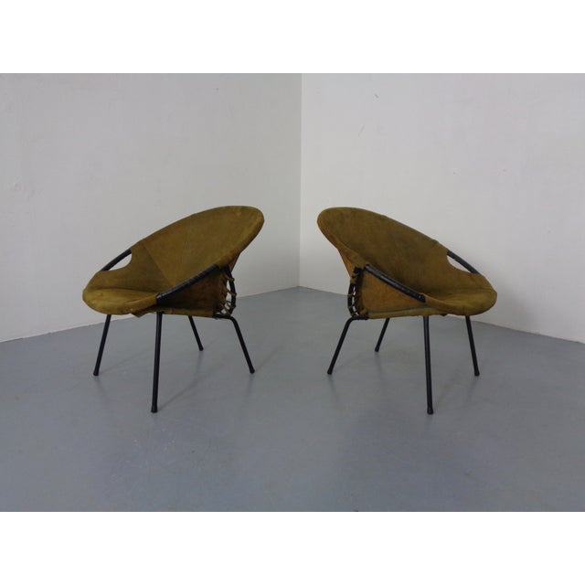 Olive Green Suede Balloon Chair from Lusch, Germany, 1960s For Sale - Image 16 of 16