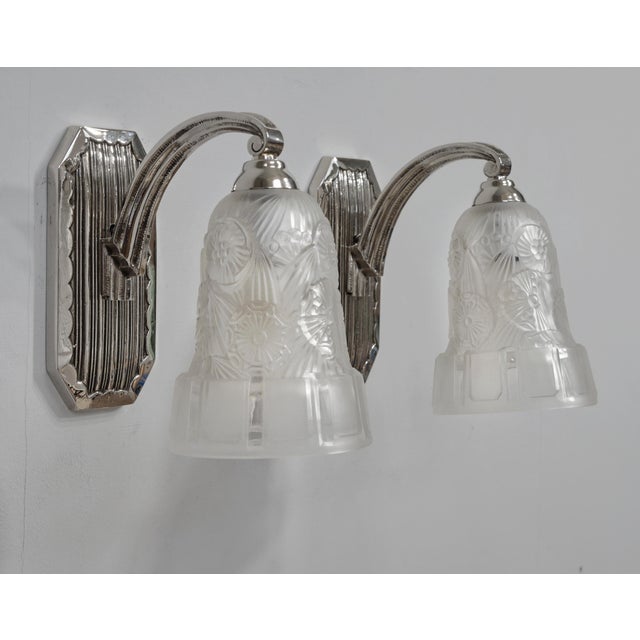 Hettier & Vincent A Pair of French Art Deco Wall Sconces by Hettier Et Vincent 1920s France - 2 Pairs Available For Sale - Image 4 of 13