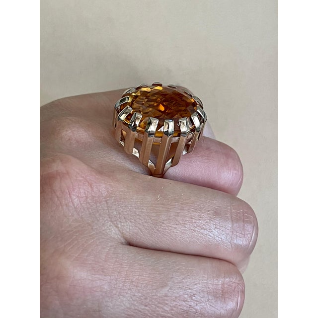 42 Carat Natural Oval Citrine Cocktail Ring in 14 Karat Yellow Gold, Estate For Sale - Image 13 of 18