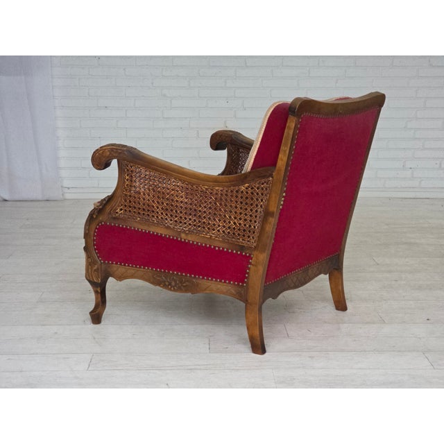 Danish Armchair in Velour and Ash, 1930s For Sale - Image 15 of 18