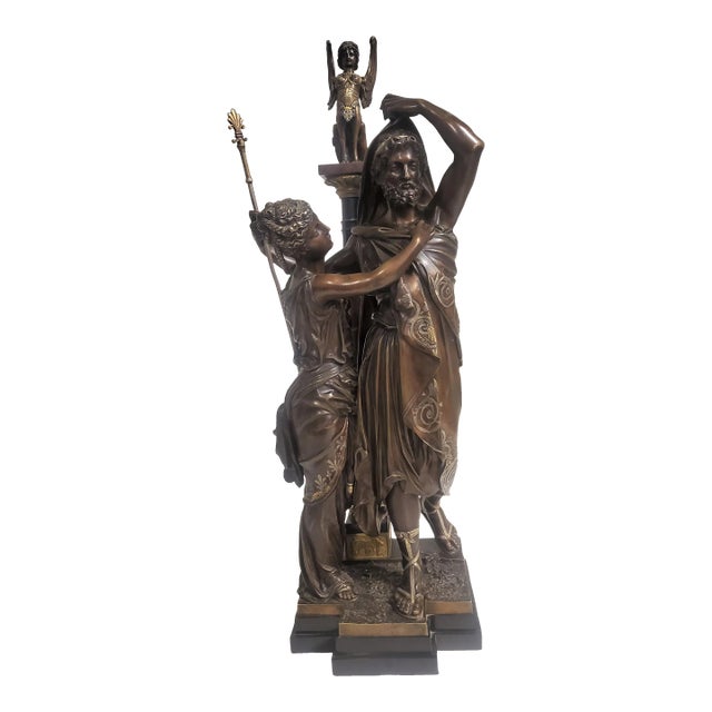 French 19th Century Parcel Silver & Gilt Bronze Sculpture of a Man & Woman For Sale