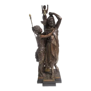 French 19th Century Parcel Silver & Gilt Bronze Sculpture of a Man & Woman