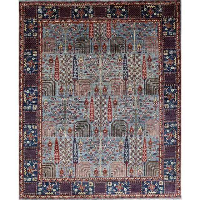 Handwoven Blue Bijar Style Rug 8'0" X 9'9" For Sale
