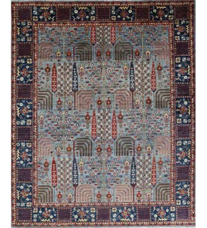 Handwoven Blue Bijar Style Rug 8'0" X 9'9"