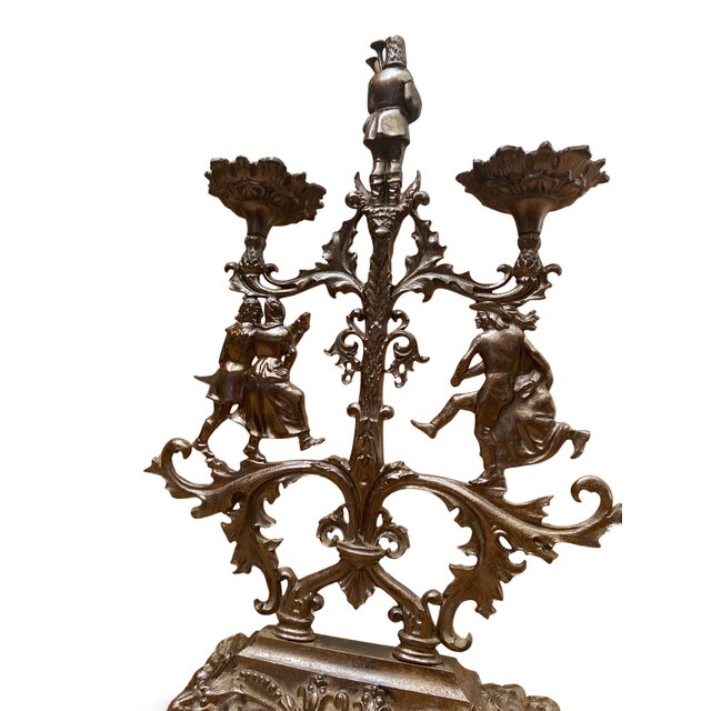 Gothic Revival Patinated Wrought Iron Candelabra, 19th Century For Sale - Image 9 of 17