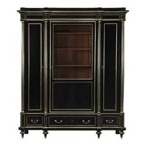French Louis XVI Style Ebonized Mahogany Bookcase, Armoire Restored C1800's