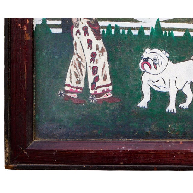 Abstract Folk Art Western Figurative Painting of a Cowboy, Horses, and a Dog, Early 20th Century For Sale In Houston - Image 6 of 10