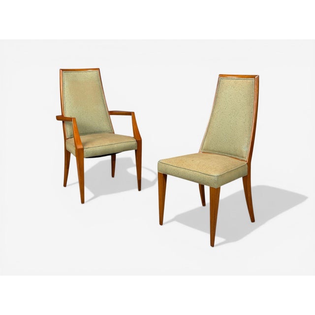 Grosfeld House, Six Dining Chairs, Walnut, Fabric, Usa, 1970s For Sale - Image 4 of 15