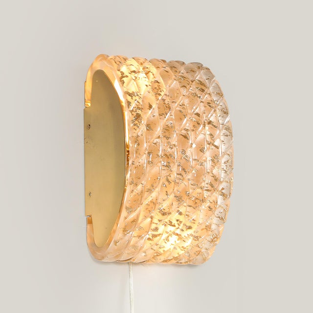 Modern Pair of Modernist Hand-Blown Murano Braided Motif Glass Sconces W/ 24 Karat Gold For Sale - Image 3 of 18