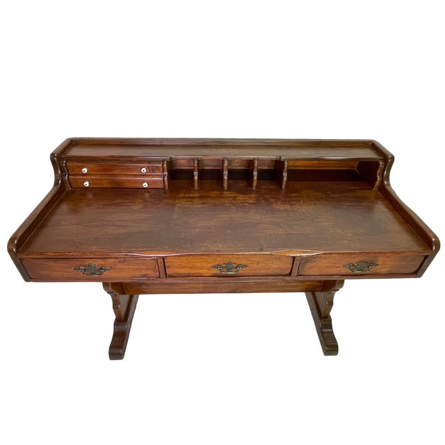 Early 20th Century Victorian Solid Pine Writing Desk With Hutch For Sale - Image 4 of 17