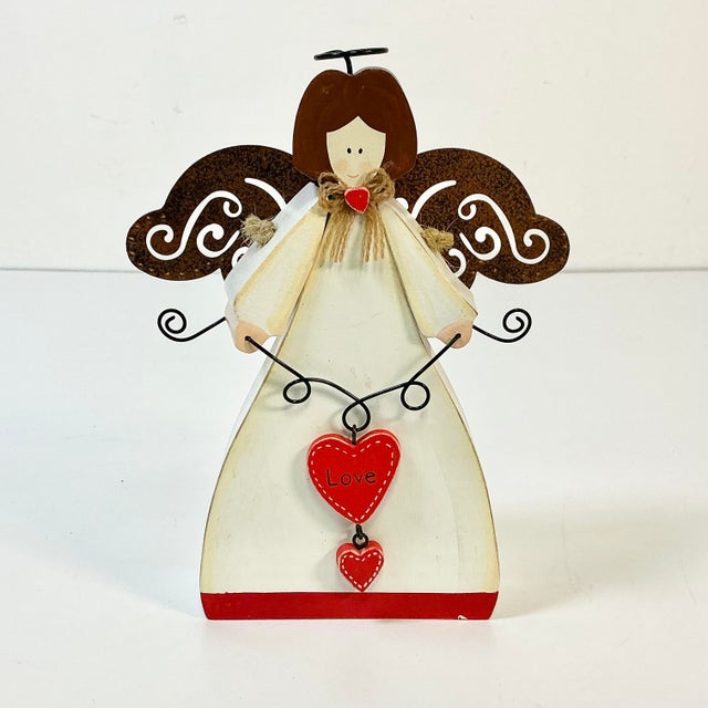 1990s Vintage Boho Chic Arts & Crafts Valentine Angel - Love For Sale - Image 10 of 10