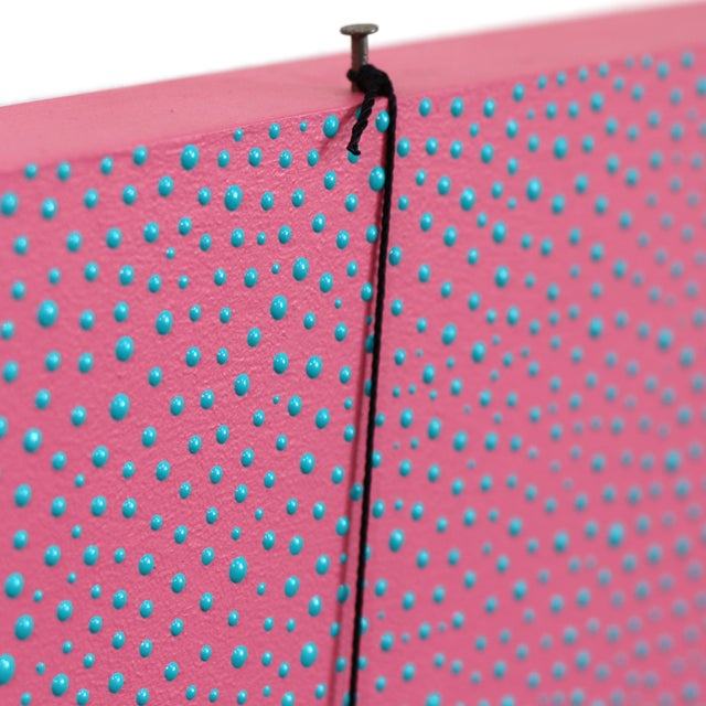 Pink and Blue Dots II - Original Contemporary Geometric Abstract Painting on Wood by Jamie Burmeister For Sale - Image 4 of 11