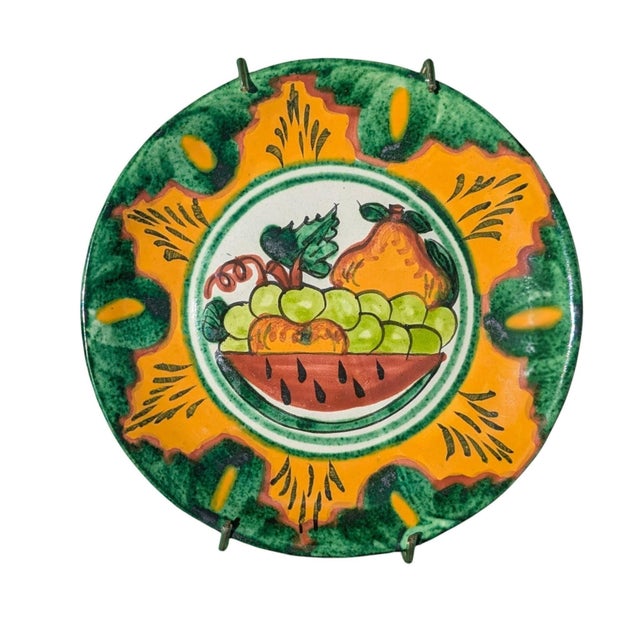 Vintage Hand Painted Ceramic Pottery Decorative Plate with a Still Life Fruit motif Measures 7.75" x 7.75" Includes Plate...