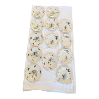 Antique Limoges Hand-Painted Fish Service, Wm. Guérin & Co. — 11 Plates + Underplate, Ca. 1900 For Sale