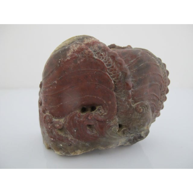Chinese Chinese Red Shoushan Double Dragon Sculpture Carving For Sale - Image 3 of 8
