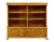 beautiful rich birch open bookcase, circa 1910. four adjustable shelves with a central partition, below a central panel...