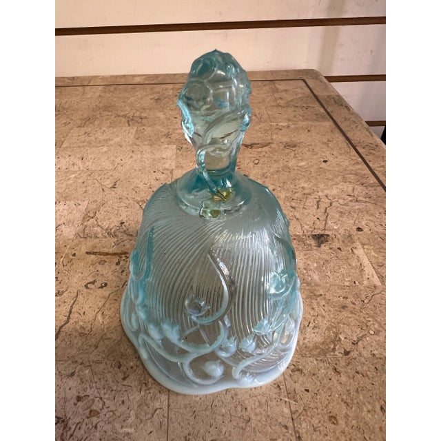 Contemporary Vintage Art Deco Style Aqua Bell by Fenton For Sale - Image 3 of 7
