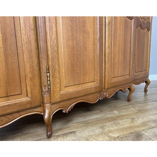 Gold Vintage French Louis XVI Style Oak Four-Door Armoire For Sale - Image 8 of 11