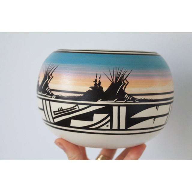 Ceramic Vintage Native American Navajo Pottery Bowl Signed For Sale - Image 7 of 10