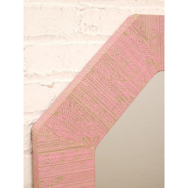 Vintage Postmodern Octagonal Mirror With Pink Textile Frame For Sale In Los Angeles - Image 6 of 8
