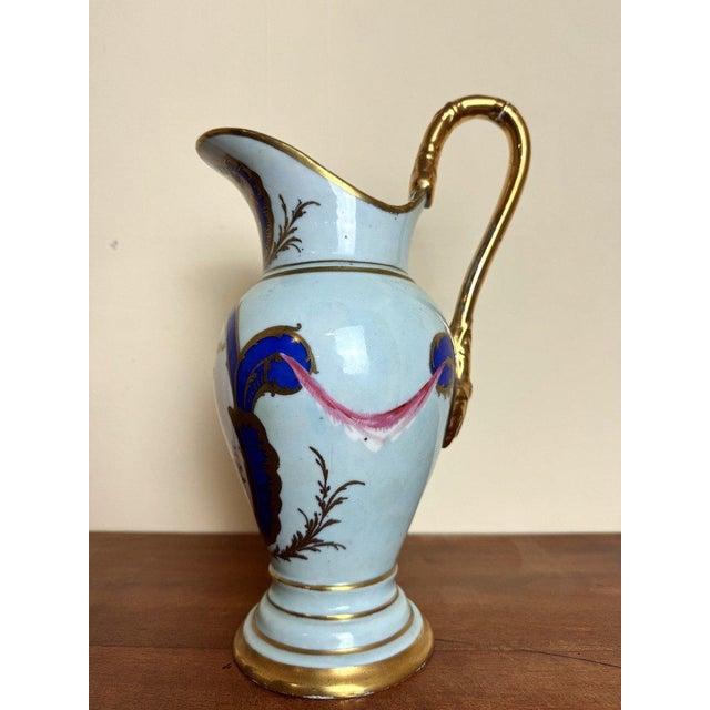 Blue Large Empire Blue Pitcher with Gilt Decoration For Sale - Image 8 of 10