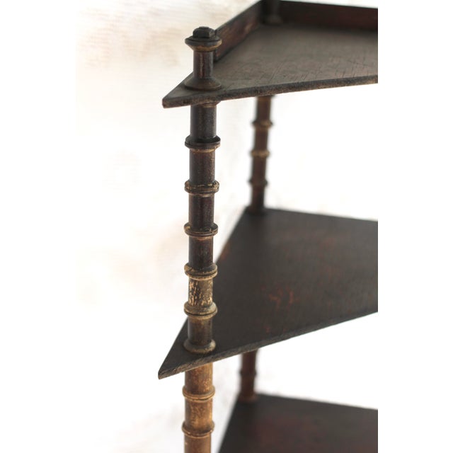 Tall Folk Art Spool Corner Shelf From the 1920s For Sale - Image 9 of 10