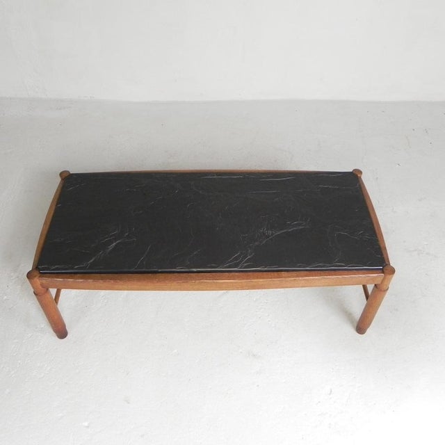 Mid-Century Modern Vintage Oak Coffee Table with Slate Top in Oak Frame, 1960s For Sale - Image 3 of 18