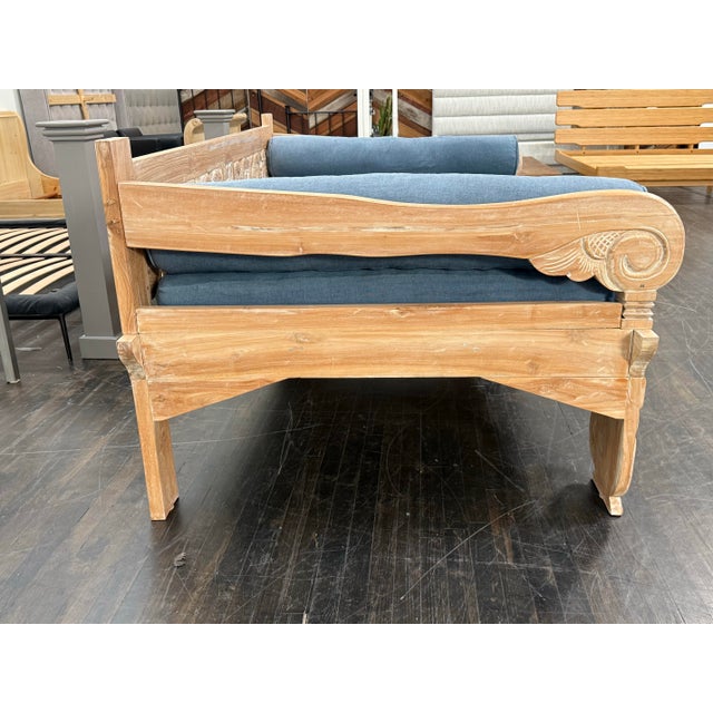 Hand-Carved Teak Daybed, Vintage For Sale In San Francisco - Image 6 of 12