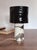 Black and White Ceramic Table Lamp Modern Sculptural Lamp in Dark Glaze, Minimalistic Art Lamp For Sale - Image 4 of 6