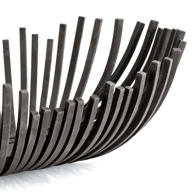Transitional Regina Andrew Webbed Bowl Oblong in Blackened Iron For Sale - Image 3 of 5