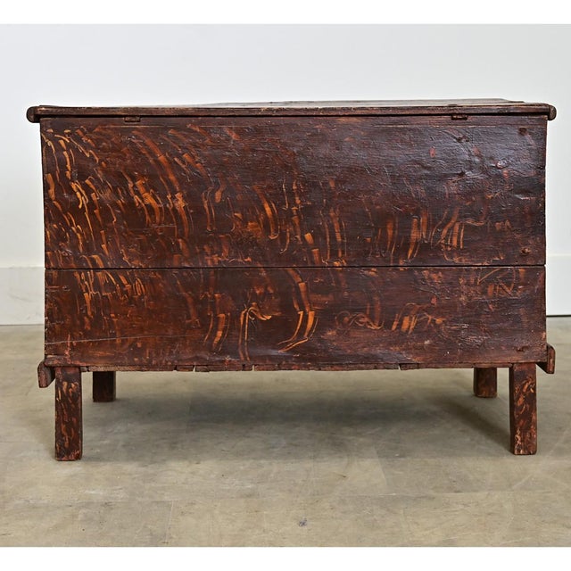 Brown Swedish 19th Century Faux Bois Petite Painted Trunk For Sale - Image 8 of 10