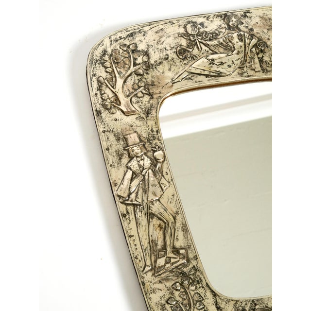Mid-Century Modern Wall Mirror with Silver-Plated Frame, 1950s For Sale - Image 9 of 18