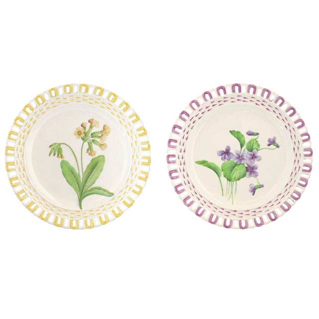 French Provincial Antique French Luneville Floral Dessert Set With Cake Stand For Sale - Image 3 of 8