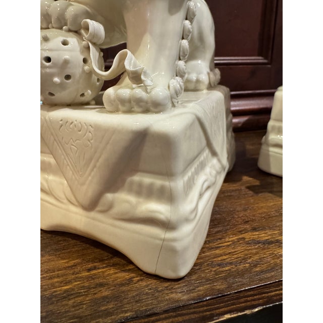 Pair Vintage Blanc De Chine Foo Dogs For Sale - Image 11 of 12