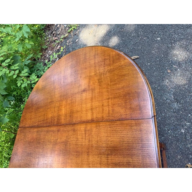Wood Vintage English Table Drop Leaf Gateleg Barley Twist Oval Dining Table For Sale - Image 7 of 18