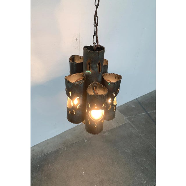 Mid-Century Brutalist Metal Pendant Lamp For Sale - Image 12 of 18