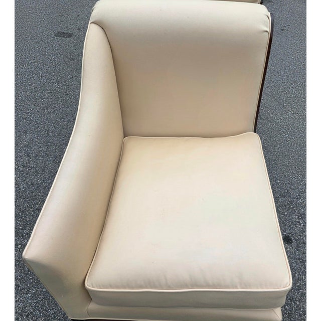 Pair of Federal Revival Mahogany Swan-Arm Armchairs With Neoclassical Rosette Details, Mid-20th Century For Sale - Image 14 of 15