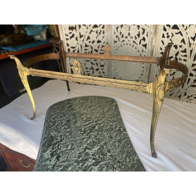 Stone 1950s Vintage Green Marble Top Italian Style Coffee Table For Sale - Image 7 of 12