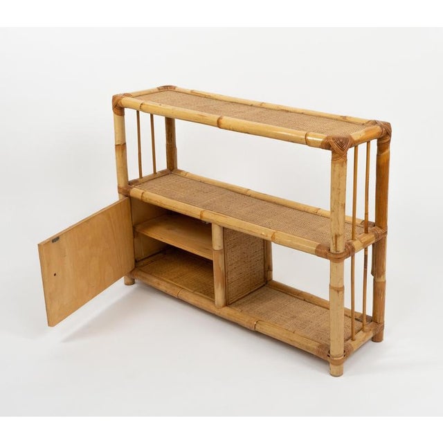 Mid-Century Modern Cabinet Shelf in Rattan and Bamboo, Italy, 1970s For Sale - Image 10 of 14