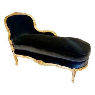19th Century French Louis XV Style Giltwood Chaise Lounge For Sale
