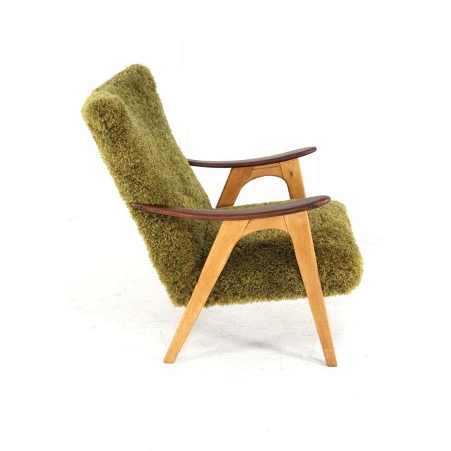 Wood Two Tone Doodle Wing Lounge Chair For Sale - Image 7 of 15