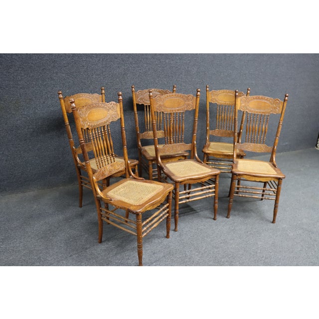 Arts & Crafts Set of 4 Larkin No. 1 Press Back Quarter Sawn Oak Side Chairs For Sale - Image 3 of 15