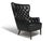 Georg Kofoed Mid 20th Century Pair of Sculptural Danish Wingback Chairs in Black Leather Attributed to Georg Kofoed For Sale - Image 4 of 11