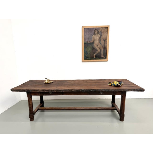 Brutalist Farmhouse Table in Oak, 1920s For Sale - Image 4 of 18