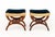 French Empire Style Velvet Upholstered Curule Stools, Pr. For Sale - Image 3 of 8