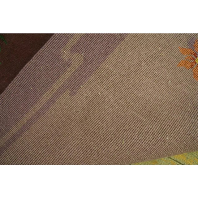 1920s Purple Floral Antqiue Pair of Chinese Art Deco Carpets 3' X 4'7" Knotted Wool Rugs For Sale - Image 12 of 12