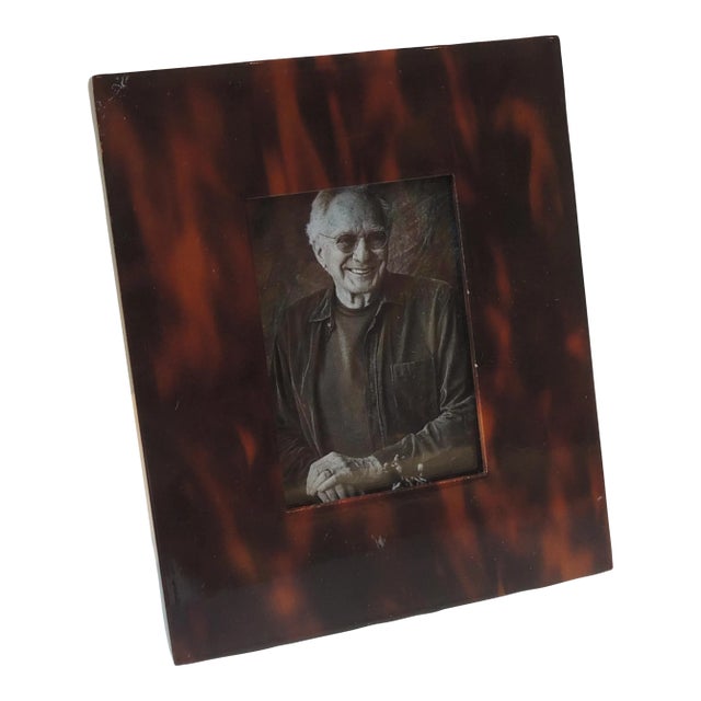 Vintage Black & Orange Faux Tortoise Shell Decorative Picture Frame For Sale