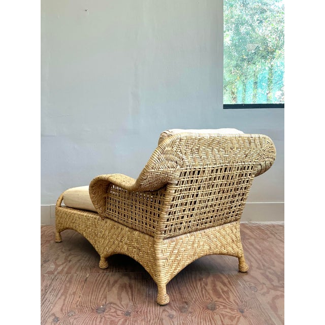 McGuire Vintage Coastal McGuire Woven Rattan Chaise Lounge For Sale - Image 4 of 12