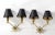Jules Leleu Style Bronze Sconces 2 Arm Wall Lights France Black & Gold Shades For Sale - Image 9 of 13
